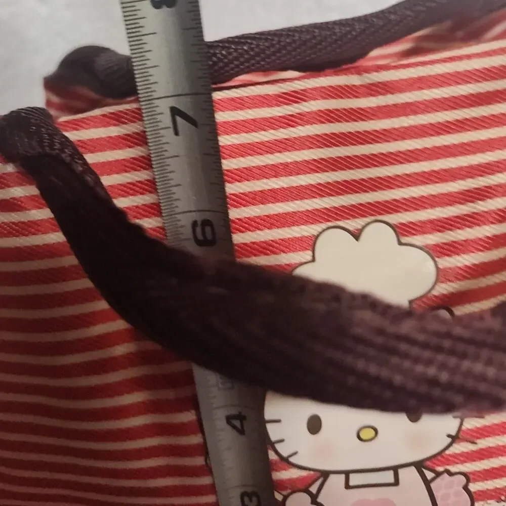 Hello Kitty Chef Lunch Tote Bag Red White Striped Zip Top Kawaii Cute - New